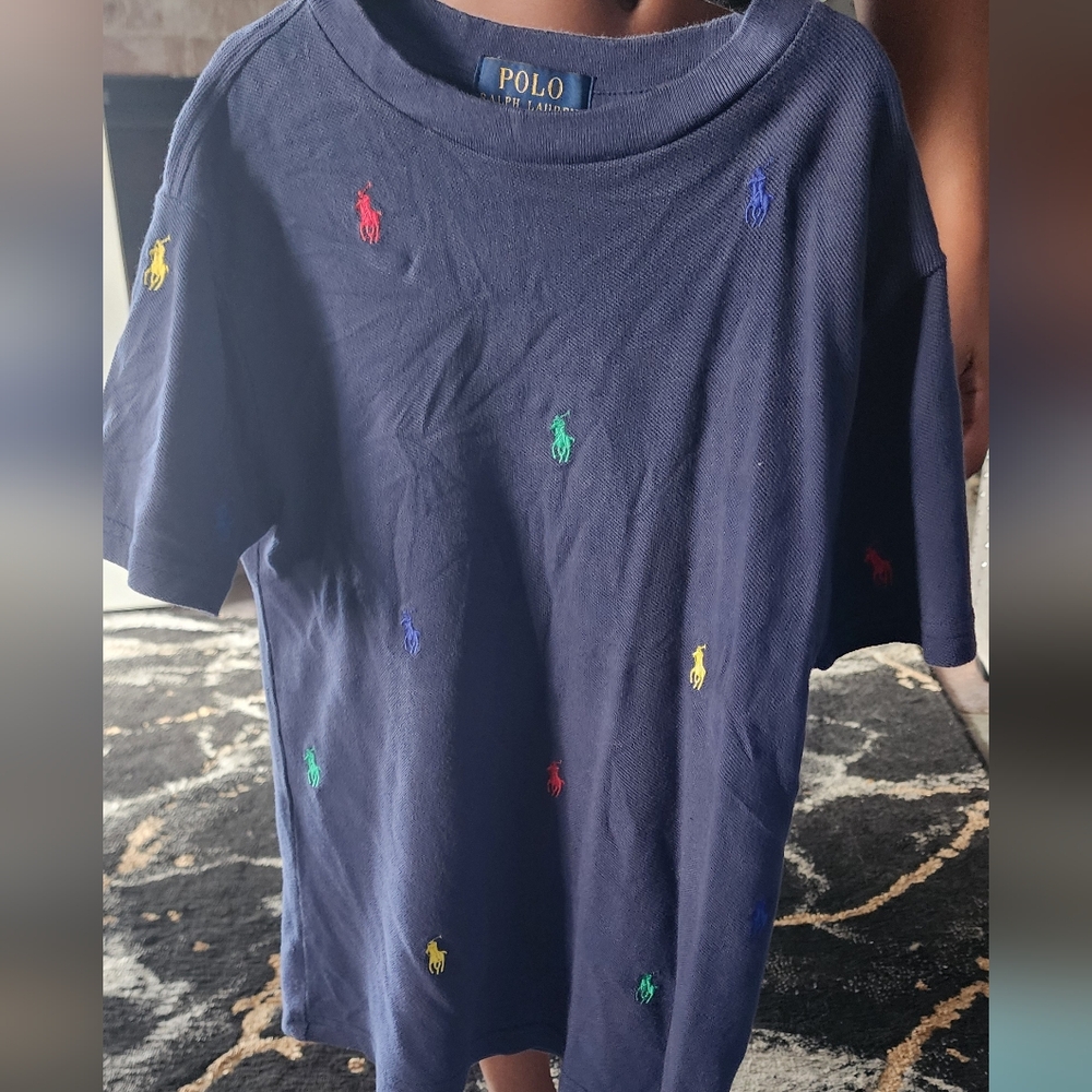 Polo by Ralph Lauren Blue and Red Short Sleeve Tee